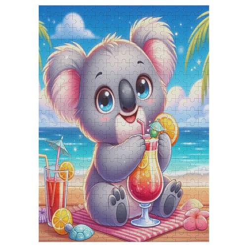 Koala Holzpuzzle 300 Teile, Knobelspiele Für Erwachsene, Teenager, Puzzles Unmögliche - Kinder Puzzle Zimmer Deko （42×30cm） von GGJJTT