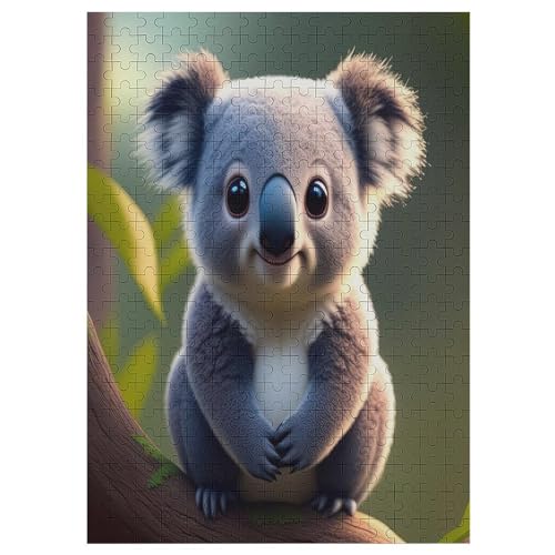 Koala Holzpuzzle 300 Teile, Knobelspiele Für Erwachsene, Teenager, Puzzles Unmögliche - Kinder Puzzle Zimmer Deko （42×30cm） von GGJJTT