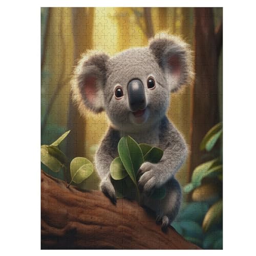 Koala Holzpuzzle 500 Teile, Knobelspiele Für Erwachsene, Teenager, Puzzles Unmögliche - Kinder Puzzle Zimmer Deko （55×41cm） von GGJJTT