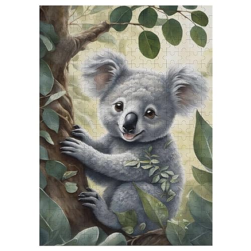 Koala Puzzle 300 Teile,Puzzles Für Erwachsene, Impossible Puzzle, Geschicklichkeitsspiel Für Die Ganze Familie, Puzzle Kinder,Holzpuzzle-Geschenk,Raumdekoration, （42×30cm） von GGJJTT