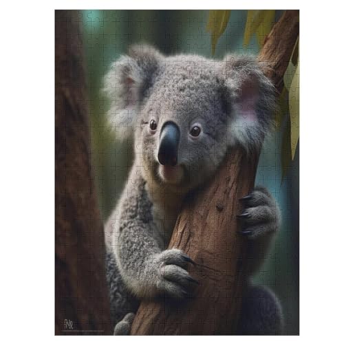 Koala Puzzles 500 Teile Erwachsener Kniffel Spaß Für Die Ganze Familie - 500 Puzzleteilige Motive, Holzpuzzle Kinder Erwachsene, Impossible Puzzle Schwer （55×41cm） von GGJJTT