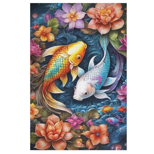 Koi-Fisch 1000 Teile Puzzle, Holzpuzzle, Puzzles Für Erwachsene Kinder, 1000 Teile Puzzle Für Jugendliche & Erwachsene Lernspiel Herausforderungsspielzeug （78×53cm） von GGJJTT