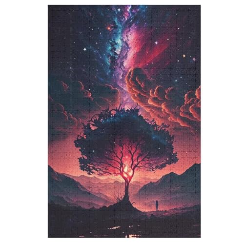 Kosmischer Lebensbaum Holzpuzzle 1000 Teile, Knobelspiele Für Erwachsene, Teenager, Puzzles Unmögliche - Kinder Puzzle Zimmer Deko 78×53cm von GGJJTT