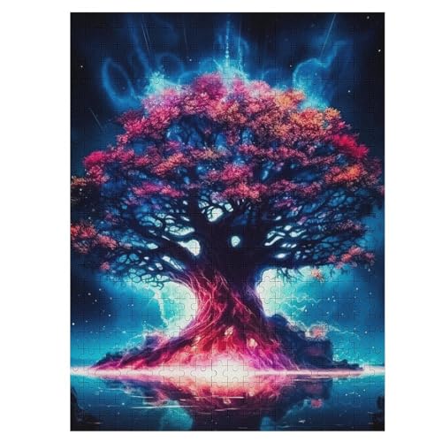 Kosmischer Lebensbaum Holzpuzzle 500 Teile,Puzzles Für Erwachsene, Impossible Puzzle, Geschicklichkeitsspiel Für Die Ganze Familie,Home Dekoration Puzzle, Puzzle Kinder Legespiel （55×41cm） von GGJJTT