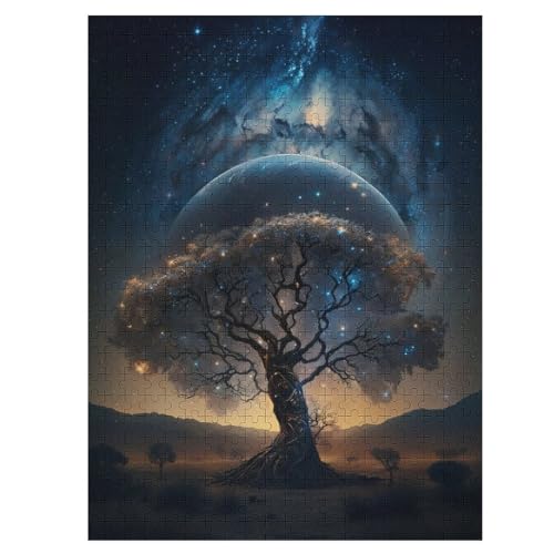 Kosmischer Lebensbaum-Puzzle Für Erwachsene, 500 Teile, Holzpuzzle, Kinderpuzzle, Dekompressionsspiel, Spielzeugpuzzle （55×41cm） von GGJJTT