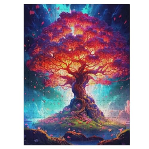 Kosmischer Lebensbaum Puzzles 500 Teile Erwachsener Kniffel Spaß Für Die Ganze Familie - 500 Puzzleteilige Motive, Holzpuzzle Kinder Erwachsene, Impossible Puzzle Schwer （55×41cm） von GGJJTT