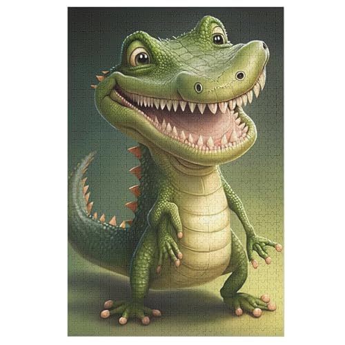 Krokodil Puzzles 1000 Teile Für Jugendliche Kreatives Holzpuzzlespielzeug Familienspiel Schwierigkeitsgrad Herausforderungspuzzles 78×53cm von GGJJTT