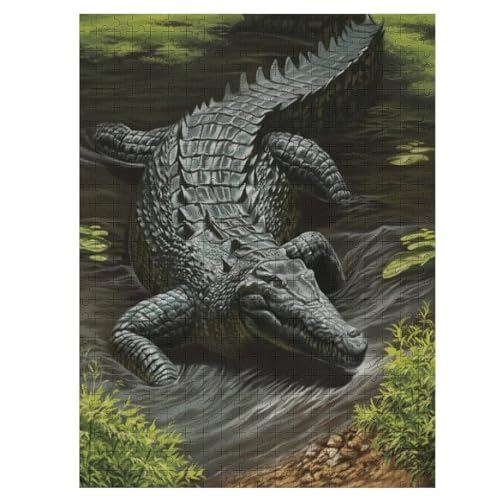 Krokodil Puzzles 500 Teile Für Jugendliche Kreatives Holzpuzzlespielzeug Familienspiel Schwierigkeitsgrad Herausforderungspuzzles （55×41cm） von GGJJTT