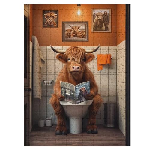 Kuh Holzpuzzle 500 Teile,Puzzles Für Erwachsene, Impossible Puzzle, Geschicklichkeitsspiel Für Die Ganze Familie,Home Dekoration Puzzle, Puzzle Kinder Legespiel （55×41cm） von GGJJTT