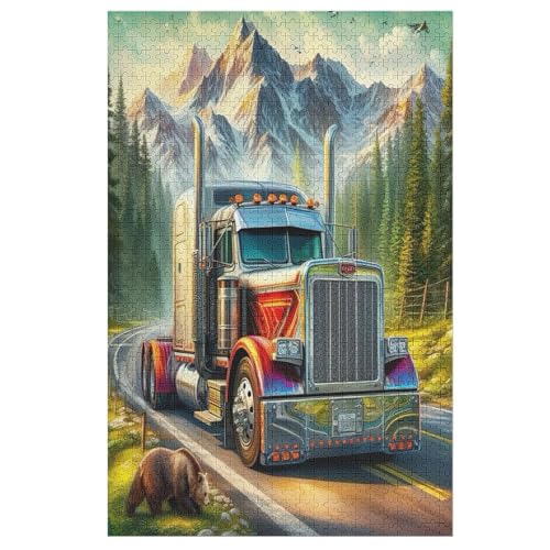 LKW 1000 Teile Puzzles, Wood Craft, Hochwertiges Modernes Puzzle, DIY, Für Erwachsene Und Kinder Ab 12 Jahren Holz, Puzzle （78×53cm） von GGJJTT