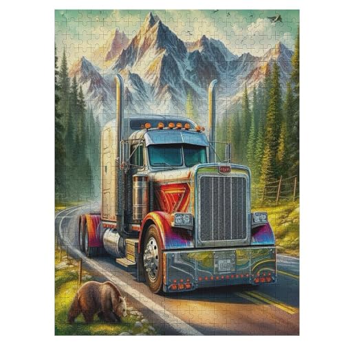 LKW Holzpuzzle Erwachsene - 500 Teiliges Jigsaw Knobelspiel - Puzzle Für Erwachsene & Kinder - Outdoor & Reisespielzeug - Geduldspiel （55×41cm） von GGJJTT