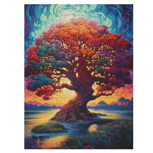 Lebensbaum Yggdrasil Puzzles 500 Teile Erwachsener Kniffel Spaß Für Die Ganze Familie - 500 Puzzleteilige Motive, Holzpuzzle Kinder Erwachsene, Impossible Puzzle Schwer （55×41cm） von GGJJTT