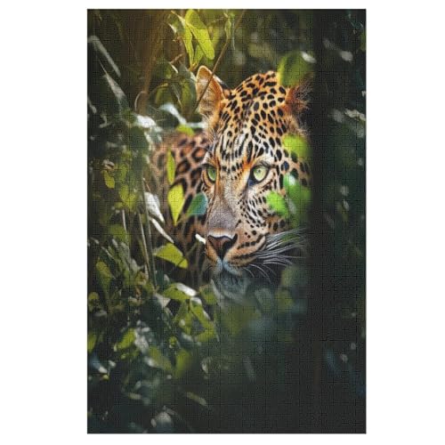 Leopard 1000 Teile Puzzle Für Erwachsene, Herausforderung Puzzles - Familienpuzzle Verringerter Druck Schwieriges Puzzle Rahmen Holzpuzzle Für Erwachsene Kinder 12+ （78×53cm） von GGJJTT