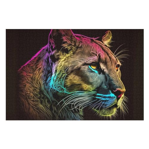 Leopard 1000 Teile Puzzles, Wood Craft, Hochwertiges Modernes Puzzle, DIY, Für Erwachsene Und Kinder Ab 12 Jahren, 78×53cm von GGJJTT