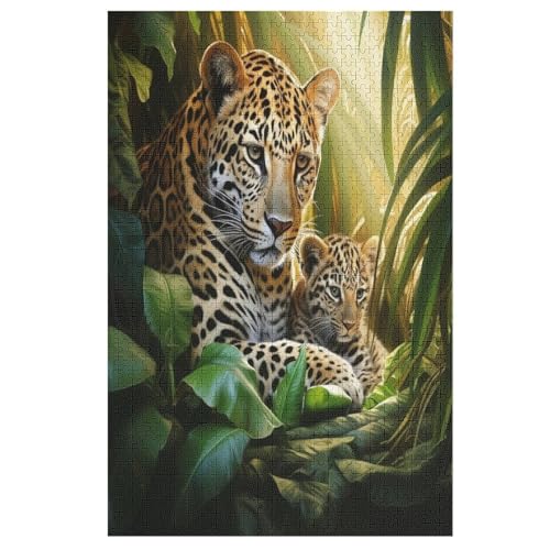 Leopard 1000 Teile Puzzles Für Erwachsene, Impossible Puzzle, Geschicklichkeitsspiel Für Die Ganze Familie, Kinder Holzpuzzle 78×53cm von GGJJTT