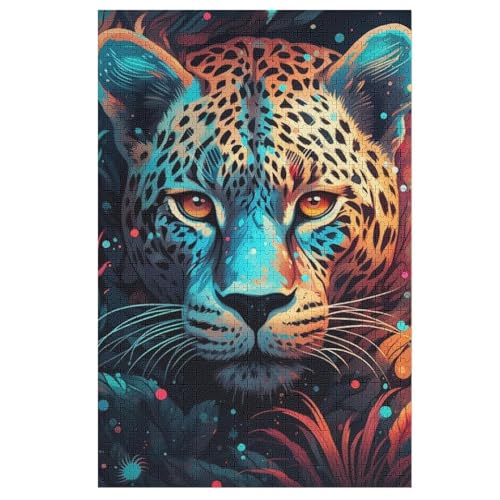 Leopard 1000 Teile Puzzles Für Erwachsene,Holzpuzzle - Verringerter Druck Schwieriges Unmögliche Puzzle Für Erwachsene 12+ Kinder 78×53cm von GGJJTT