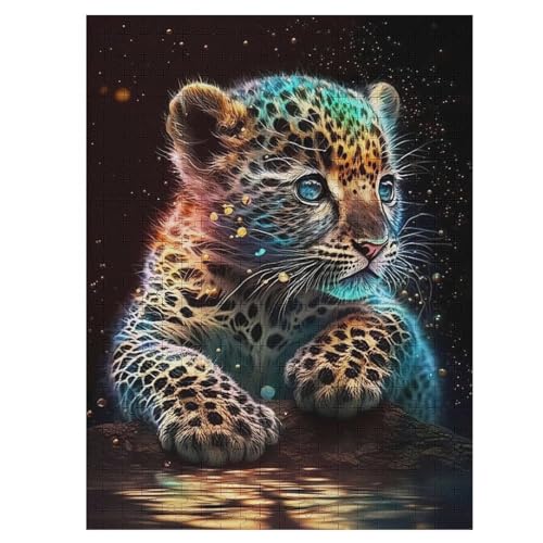 Leopard 500 Teile Puzzles, Wood Craft, Hochwertiges Modernes Puzzle, DIY, Für Erwachsene Und Kinder Ab 12 Jahren Holz, Puzzle （55×41cm） von GGJJTT