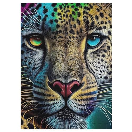 Leopard Holzpuzzle 300 Teile,Puzzles Für Erwachsene, Impossible Puzzle, Geschicklichkeitsspiel Für Die Ganze Familie,Home Dekoration Puzzle, Puzzle Kinder Legespiel （42×30cm） von GGJJTT