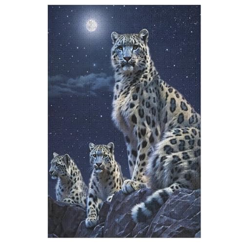 Leopard Holzpuzzle Für Erwachsene Teenager Stress Abbauen Familien-Puzzlespiel Poster 1000-teiliges Puzzle Kinder Lernspiel 78×53cm von GGJJTT