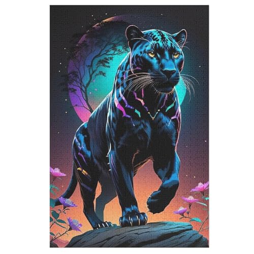 Leopard Holzpuzzle Für Erwachsene Teenager Stress Abbauen Familien-Puzzlespiel Poster 1000-teiliges Puzzle Kinder Lernspiel 78×53cm von GGJJTT