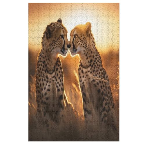 Leopard Puzzle Für Erwachsene 1000 Teile Premium 100% Recyceltes Brett Zum Lernen, Lernspielzeug, Familienspiele Kinder Holzpuzzle （78×53cm） von GGJJTT