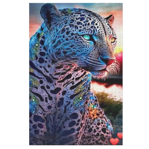 Leopard Puzzle Für Erwachsene 1000 Teile Premium Recyceltes Brett Zum Lernen, Lernspielzeug, Familienspiele Kinder Holzpuzzle （78×53cm） von GGJJTT