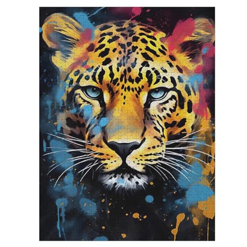 Leopard Puzzle Für Erwachsene 500 Teile Premium 100% Recyceltes Brett Zum Lernen, Lernspielzeug, Familienspiele Kinder Holzpuzzle （55×41cm） von GGJJTT