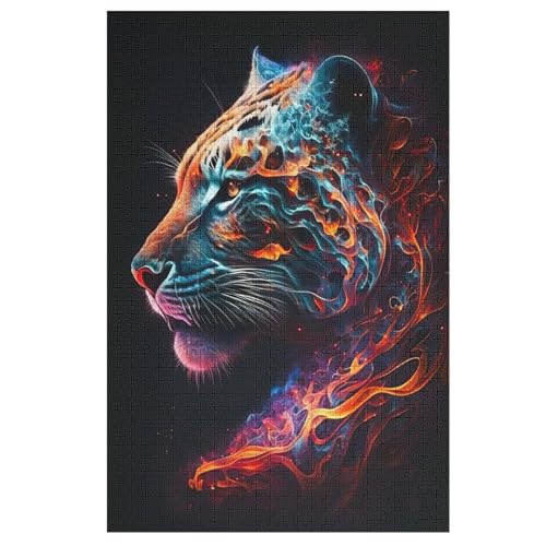 Leopard Puzzles 1000 Teile Erwachsener Kniffel Spaß Für Die Ganze Familie, Holzpuzzle Kinder Erwachsene, Impossible Puzzle Schwer 78×53cm von GGJJTT