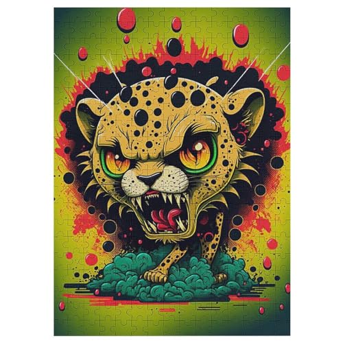 Leopard-Puzzlespiel Aus Holz, 300 Puzzleteile, Kreatives Puzzle Für Teenager Und Erwachsene, Kreatives Spielzeug, Puzzles, （42×30cm） von GGJJTT