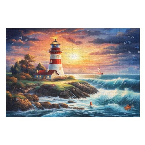 Leuchttürme an der Küste 1000 Teile Puzzles Für Erwachsene Holzpuzzle Familienpuzzlespiel Stressabbau-Puzzle Für Kinder Ab 12 Jahren 78×53cm von GGJJTT