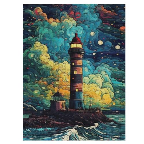 Leuchtturm Puzzles 500 Teile Erwachsener Kniffel Spaß Für Die Ganze Familie - 500 Puzzleteilige Motive, Holzpuzzle Kinder Erwachsene, Impossible Puzzle Schwer （55×41cm） von GGJJTT