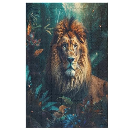 Löwe 1000 Teile Holzpuzzle,einzigartiges Puzzle, Geschenk Für Erwachsene,Familienspiel,Herausforderungsaktivität,78×53cm von GGJJTT