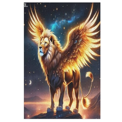 Löwe 1000 Teile Premium-Puzzles Für Erwachsene Kinder- Holzpuzzles Spaß Und Lernspiele - Perfekte Puzzle-Geschenke （78×53cm） von GGJJTT