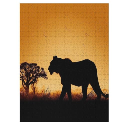 Löwe Puzzle Für Erwachsene,500-teiliges Puzzle,Puzzle Für Erwachsene Und Kinder,Holzpuzzle,Lernspielzeug, （55×41cm） von GGJJTT