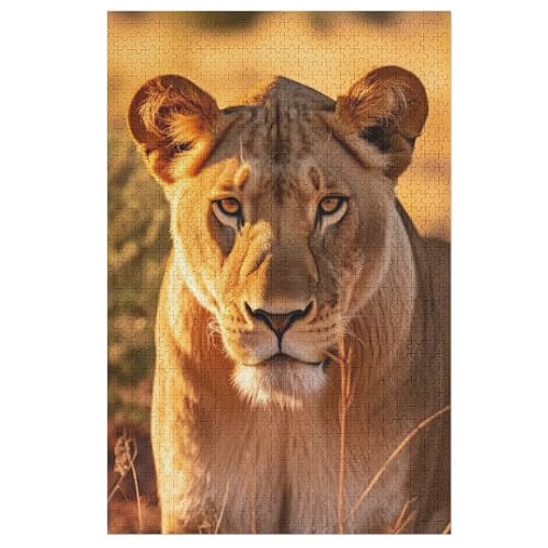 Löwe Puzzle Für Erwachsene 1000 Teile Premium 100% Recyceltes Brett Zum Lernen, Lernspielzeug, Familienspiele Kinder Holzpuzzle （78×53cm） von GGJJTT