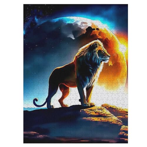 Löwe Puzzle Für Erwachsene 500 Teile Premium 100% Recyceltes Brett Zum Lernen, Lernspielzeug, Familienspiele Kinder Holzpuzzle （55×41cm） von GGJJTT