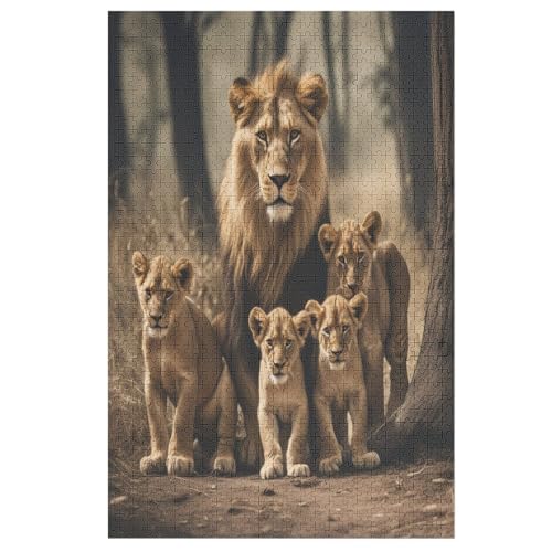 Löwe Puzzles 1000 Teile Erwachsener Kniffel Spaß Für Die Ganze Familie, Holzpuzzle Kinder Erwachsene, Impossible Puzzle Schwer 78×53cm von GGJJTT