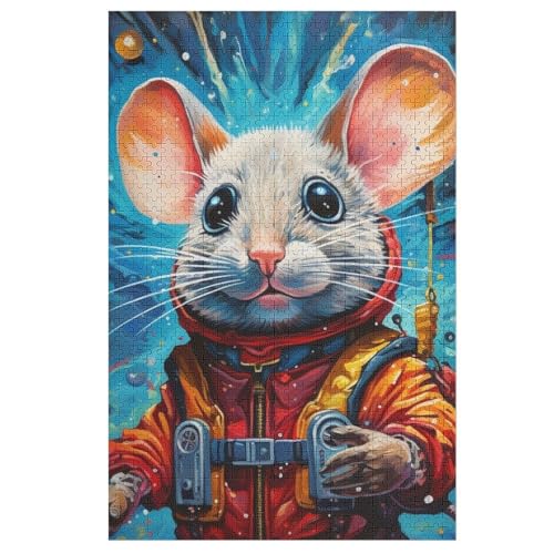 Maus Puzzle 1000 Teile, Holzpuzzle Für Erwachsene Kinder, Impossible Puzzles, Geschicklichkeitsspiel Für Die Ganze Familie 78×53cm von GGJJTT