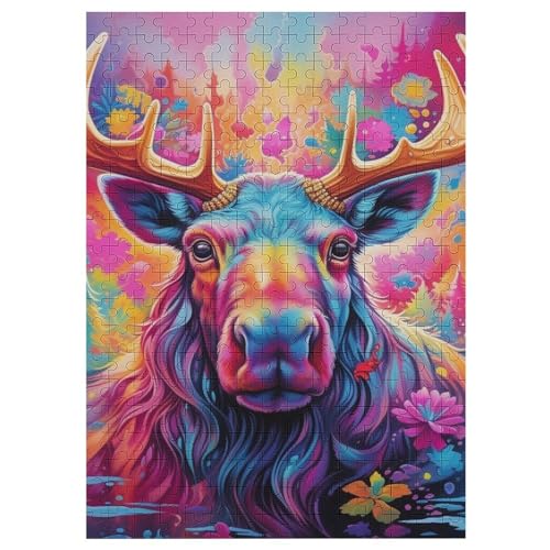 Moose Holzpuzzle 300 Teile,Puzzles Für Erwachsene, Impossible Puzzle, GesKükenlichkeitsspiel Für Die Ganze Familie,Home Dekoration Puzzle, Puzzle Kinder Legespiel （42×30cm） von GGJJTT