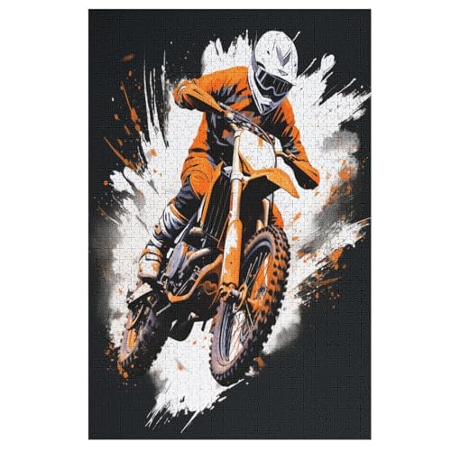 Moto-Cross -Puzzle, 1000 Teile,Holzpuzzle Für Erwachsene Kinder, Lustiges Spielzeug, Denkspiel, Spielzeug, Bildungsspiel, Herausforderung, Pädagogisch, （78×53cm） von GGJJTT