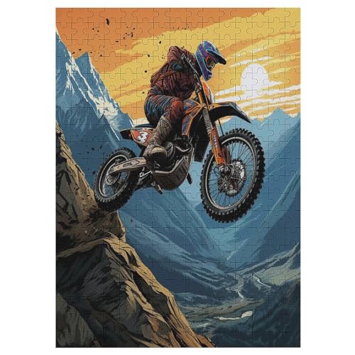 Moto-Cross Puzzles 300 Teile Erwachsener Kniffel Spaß Für Die Ganze Familie - 300 Puzzleteilige Motive, Holzpuzzle Kinder Erwachsene, Impossible Puzzle Schwer （42×30cm） von GGJJTT