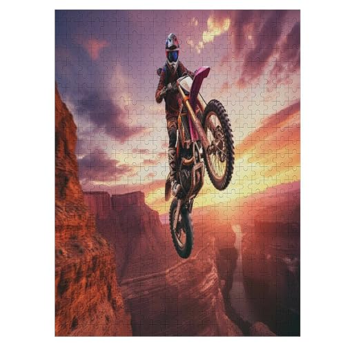 Motocross Holzpuzzle Erwachsene - 500 Teiliges Jigsaw Knobelspiel - Puzzle Für Erwachsene & Kinder - Outdoor & Reisespielzeug - Geduldspiel （55×41cm） von GGJJTT