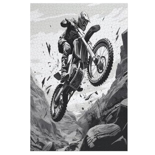 Motocross Holzpuzzle - Puzzle Für Erwachsene, 1000-teilige Puzzles Für Teenager Und Kinder, Herausfordernde Spiele 78×53cm von GGJJTT