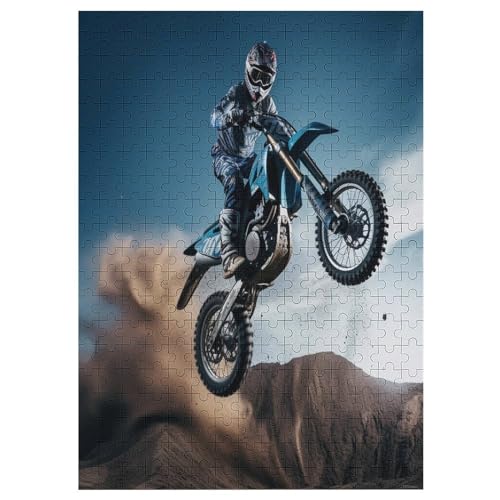 Motocross Puzzle 300 Teile, Holzpuzzle Für Erwachsene, Impossible Puzzle, GesKükenlichkeitsspiel Für Die Ganze Familie, Puzzle Farbenfrohes Legespiel Kinder Puzzles （42×30cm） von GGJJTT