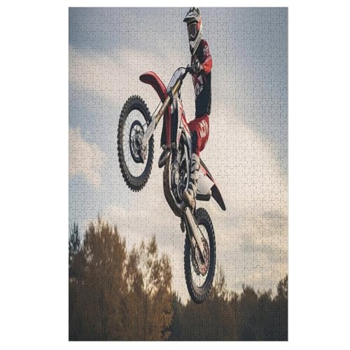 Motocross Puzzles 1000 Teile Erwachsener Kniffel Spaß Für Die Ganze Familie - 1000 Puzzleteilige Motive, Holzpuzzle Kinder Erwachsene, Impossible Puzzle Schwer （78×53cm） von GGJJTT