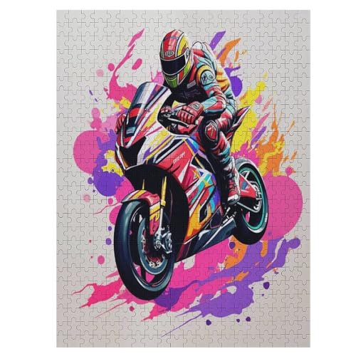 Motorrad Puzzle Für Erwachsene,500-teiliges Puzzle,Puzzle Für Erwachsene Und Kinder,Holzpuzzle,Lernspielzeug, （55×41cm） von GGJJTT