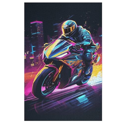 Motorrad Puzzles 1000 Teile Erwachsener Kniffel Spaß Für Die Ganze Familie - 1000 Puzzleteilige Motive, Holzpuzzle Kinder Erwachsene, Impossible Puzzle Schwer （78×53cm） von GGJJTT