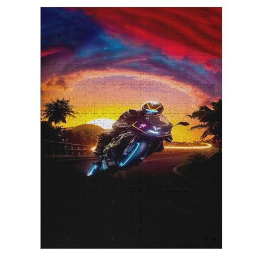 Motorrad Puzzles 500 Teile Erwachsener Kniffel Spaß Für Die Ganze Familie - 500 Puzzleteilige Motive, Holzpuzzle Kinder Erwachsene, Impossible Puzzle Schwer （55×41cm） von GGJJTT