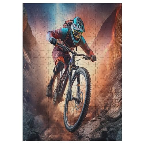 Mountainbike Holzpuzzle Erwachsene - 300 Teiliges Jigsaw Knobelspiel - Puzzle Für Erwachsene & Kinder - Outdoor & Reisespielzeug - Geduldspiel （42×30cm） von GGJJTT