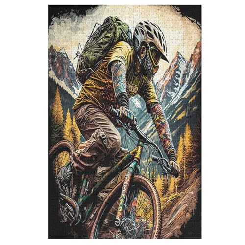 Mountainbike -Puzzle, 1000 Teile,Holzpuzzle Für Erwachsene Kinder, Lustiges Spielzeug, Denkspiel, Spielzeug, Bildungsspiel, Herausforderung, Pädagogisch, （78×53cm） von GGJJTT